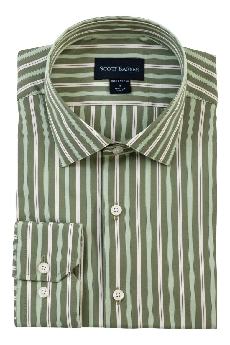 Thomas Mason Regular Fit Stripe Cotton Button-Up Shirt, Alternate, color, SAGE