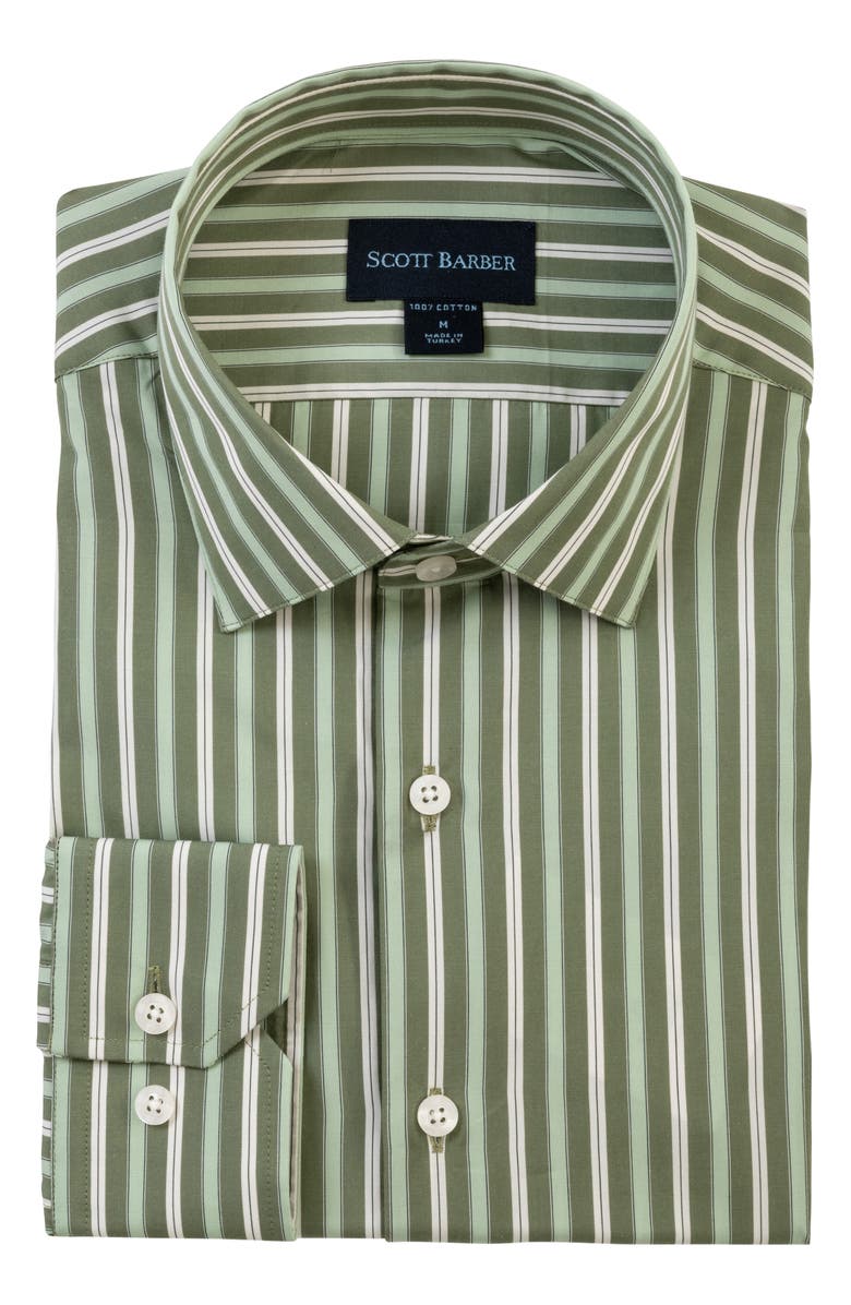 Scott Barber Thomas Mason Regular Fit Stripe Cotton Button-Up Shirt, Alternate, color, Sage