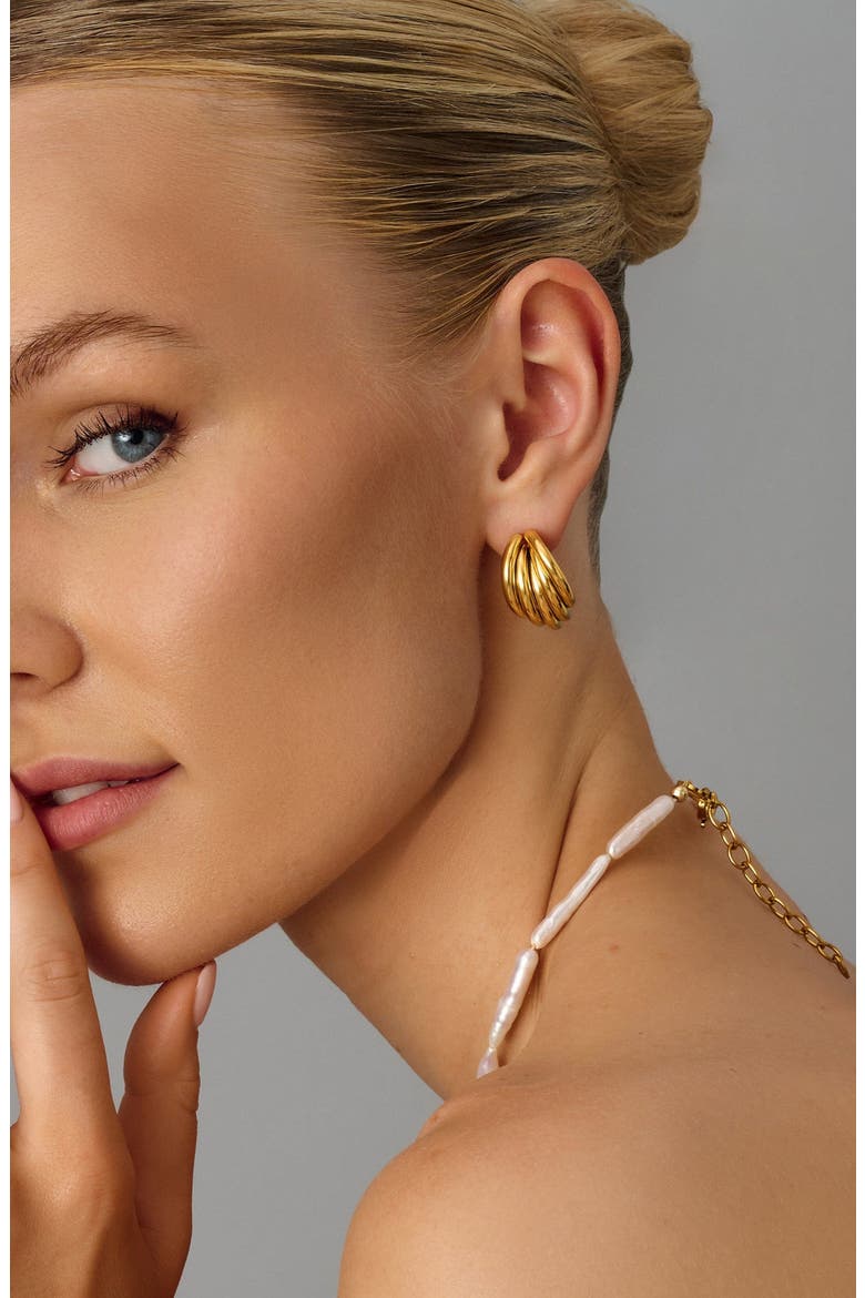 Bold Layered Gold Hoops, Alternate, color, Gold