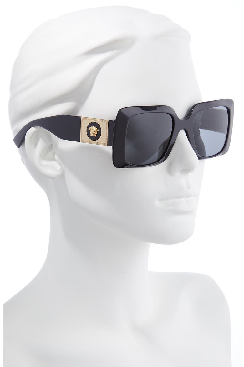 54mm Rectangle Sunglasses, Alternate, color, BLACK/ DARK GREY
