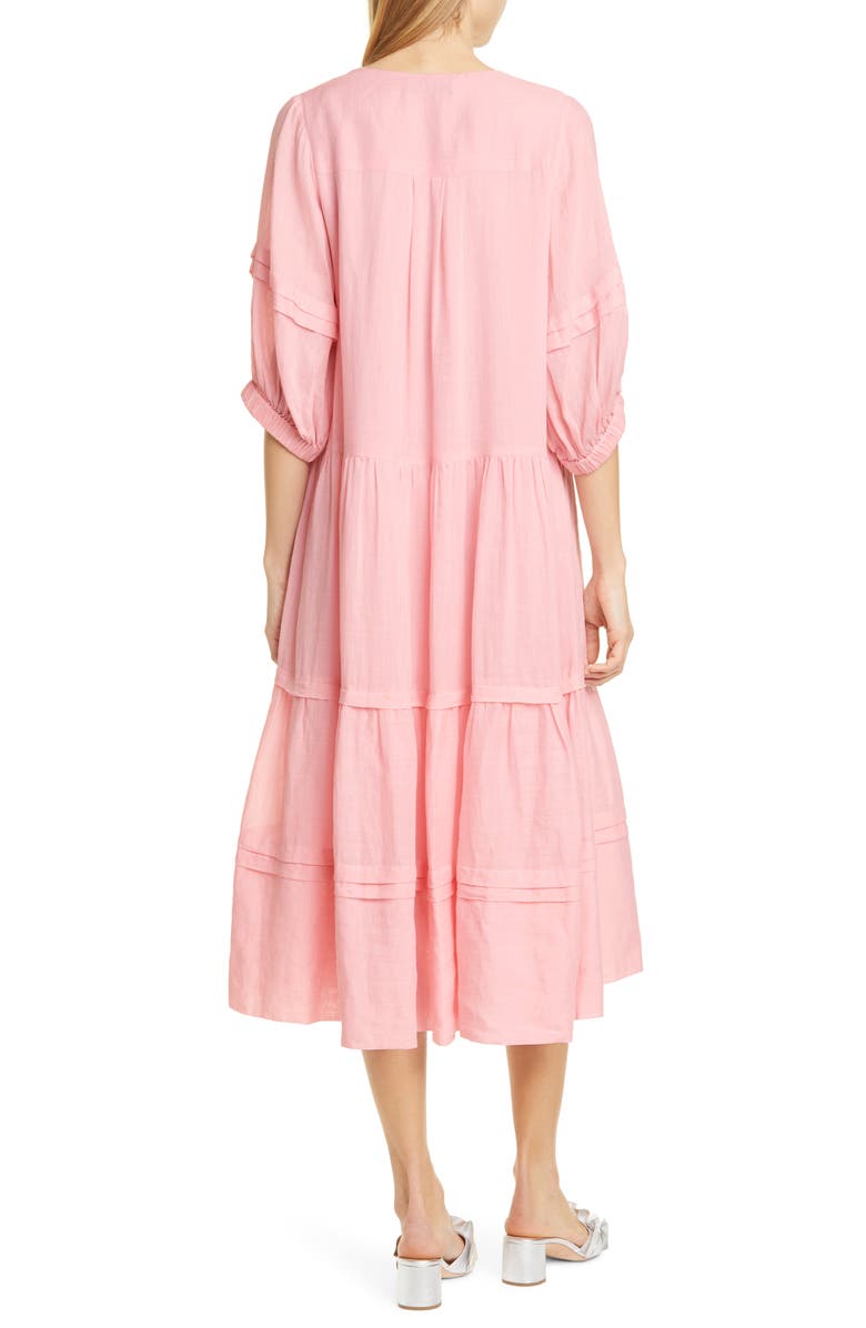 Sea Lucy Pleat Detail Tiered Cotton Midi Dress, Alternate, color, 