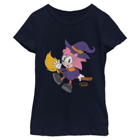 Girls Sonic The Hedgehog Broom Witch Amy T Shirt