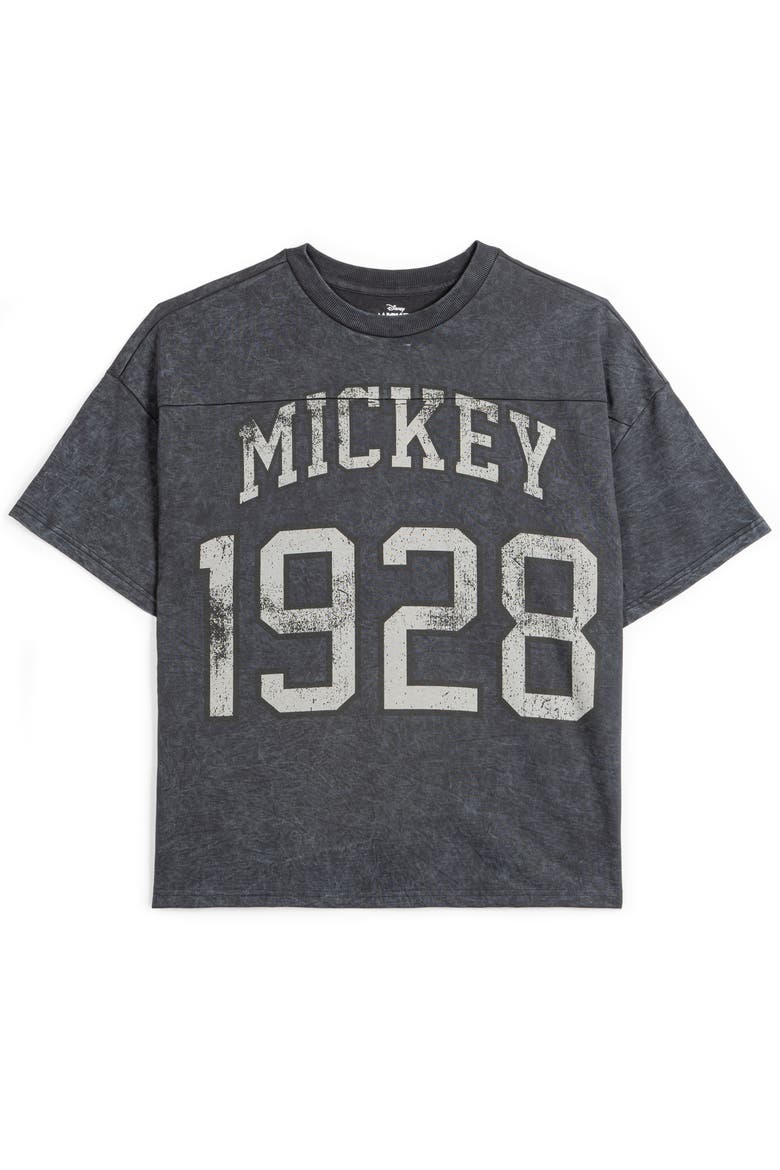 Mickey Mouse Football T-Shirt, Alternate, color, Washed Black Mickey