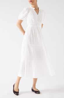 LK Bennett Felicity Short Sleeve Gathered Waist Cotton Dress