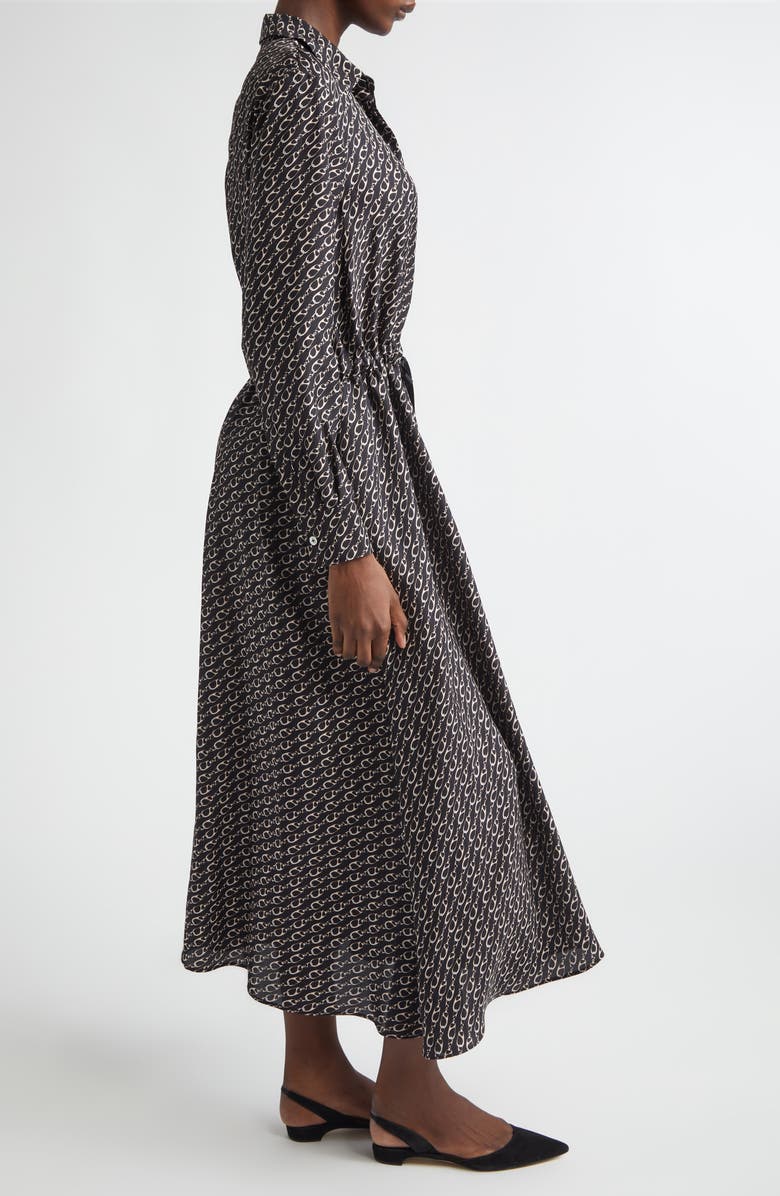 Herno Logo Print Long Sleeve Silk Shirtdress, Alternate, color, Black