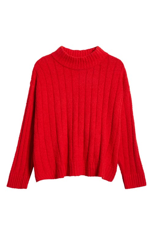 Eileen Fisher Rib Mock Neck Sweater In Red Poppy