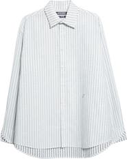Jacquemus La Chemise Letro Logo Stripe Jacquard Button-Up Shirt