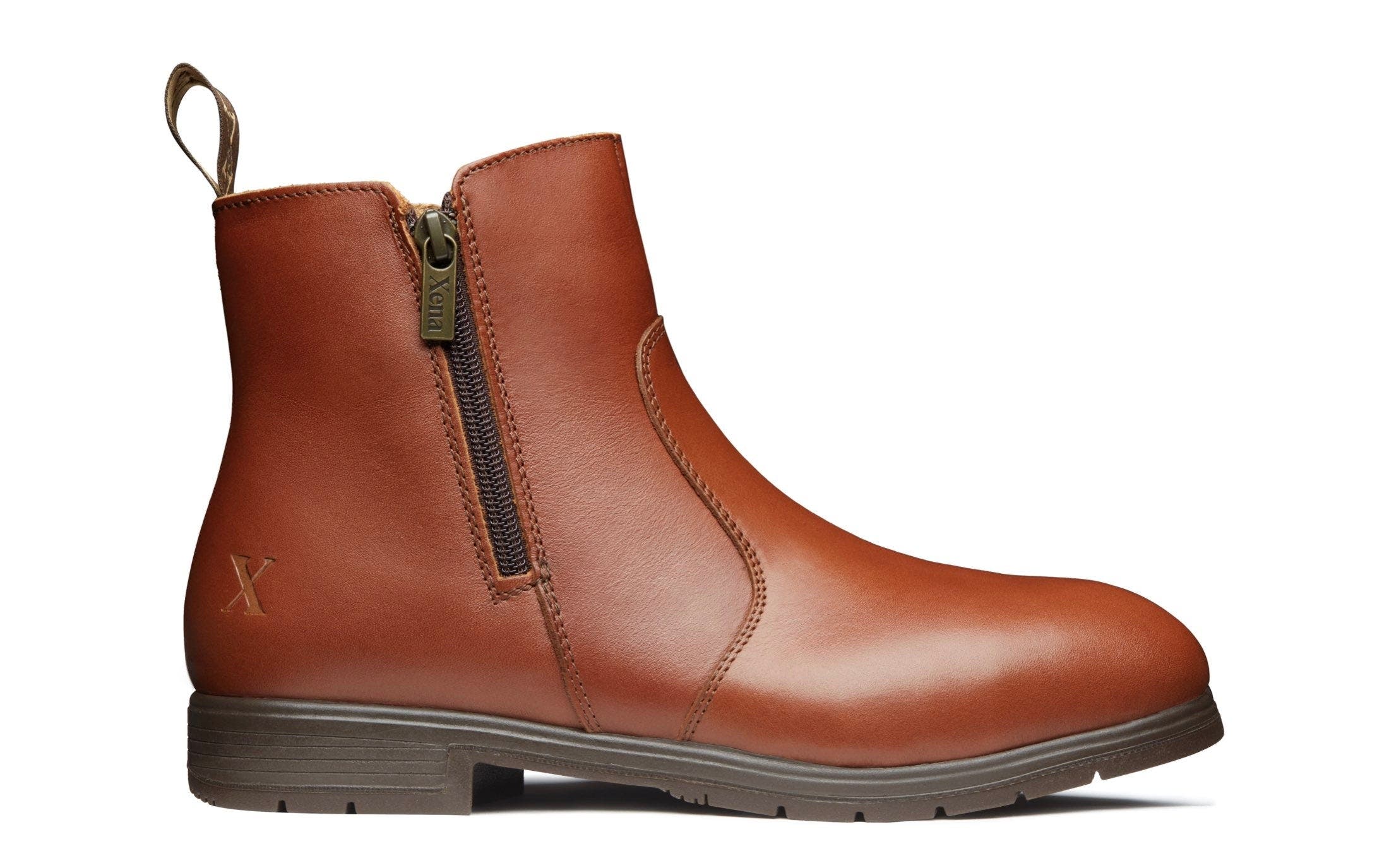 Xena Workwear Omega Steel Toe Chelsea Safety Boot Slip Resistant, Main, color, Bourbon