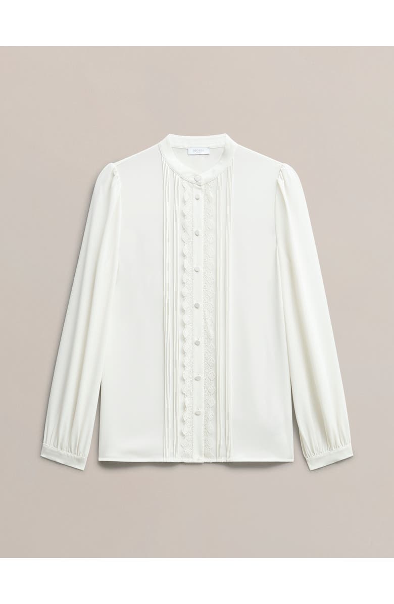 HOBBS LONDON Dominica Lace Trim Blouse, Alternate, color, True Ivory