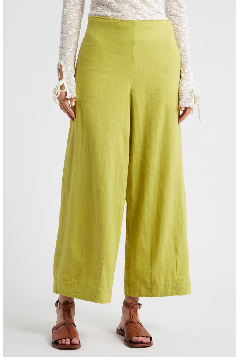 Demi Wide Leg Linen Blend Pants, Main, color, PALMA