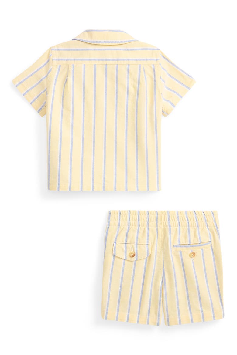 Stripe Cotton Button-Up Shirt & Shorts Set, Alternate, color, YELL MULTI