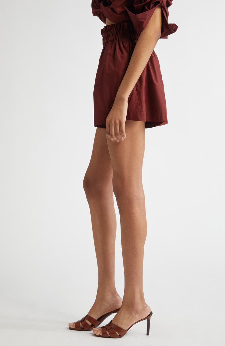 A.L.C. Nate Paperbag Waist Cotton Shorts, Alternate, color, Dark Bosco