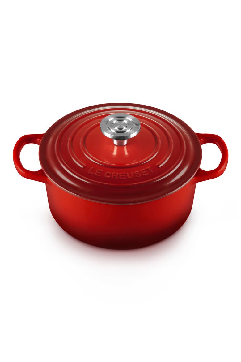 Signature Enameled Cast Iron Dutch Oven, Alternate, color, CERISE