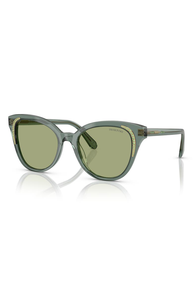 Swarovski 53mm Butterfly Sunglasses, Alternate, color, Transparent Green/ Dark Green