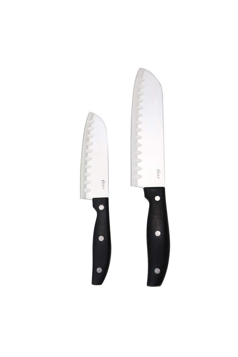 Granger 2 Piece Stainless Steel Santoku Knife Set with Black Handles, Main, color, Black