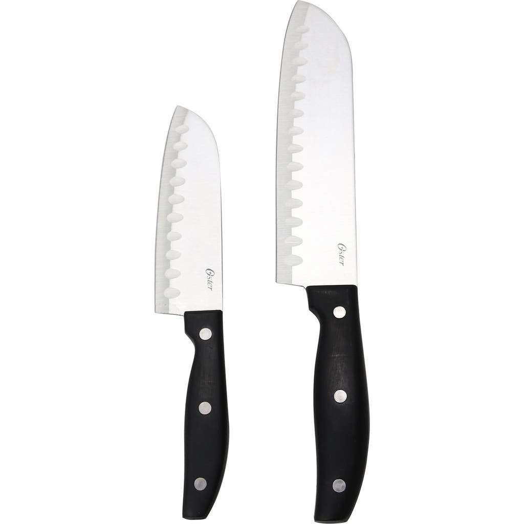 Oster Granger 2 Piece Stainless Steel Santoku Knife Set With Black Handles In Black