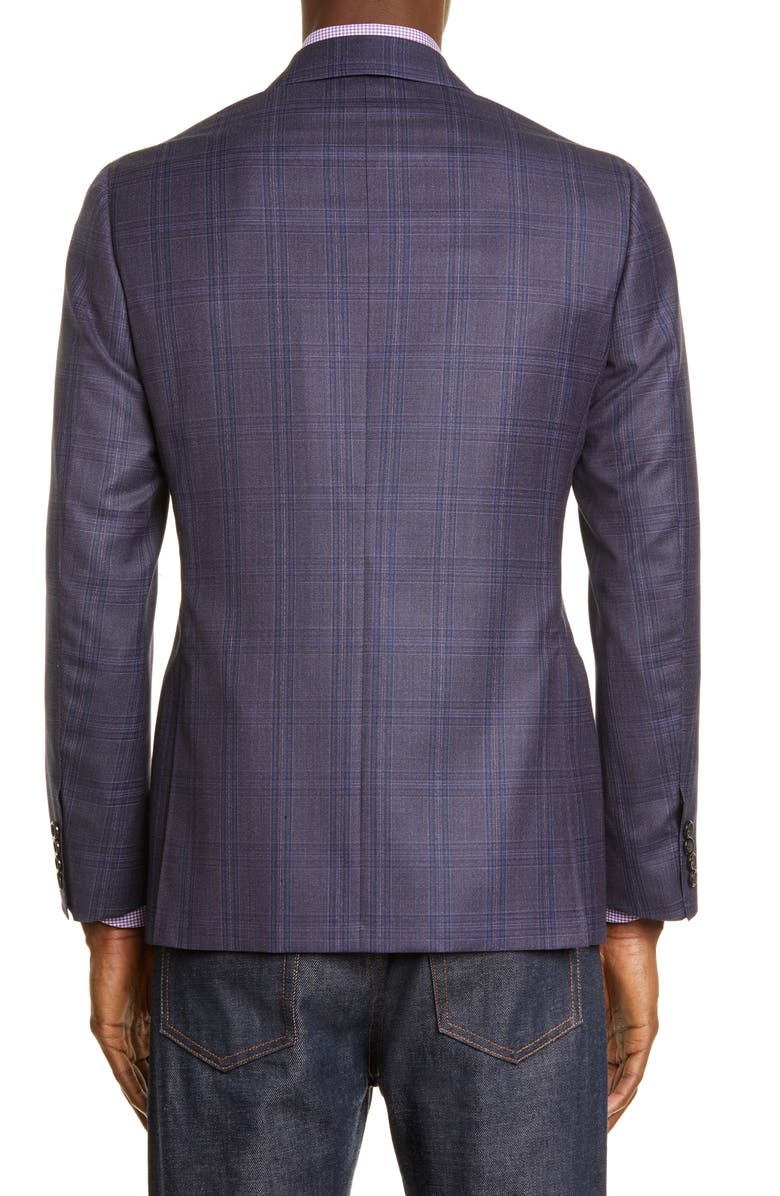 Canali Kei Trim Fit Plaid Wool Sport Coat, Alternate, color, 