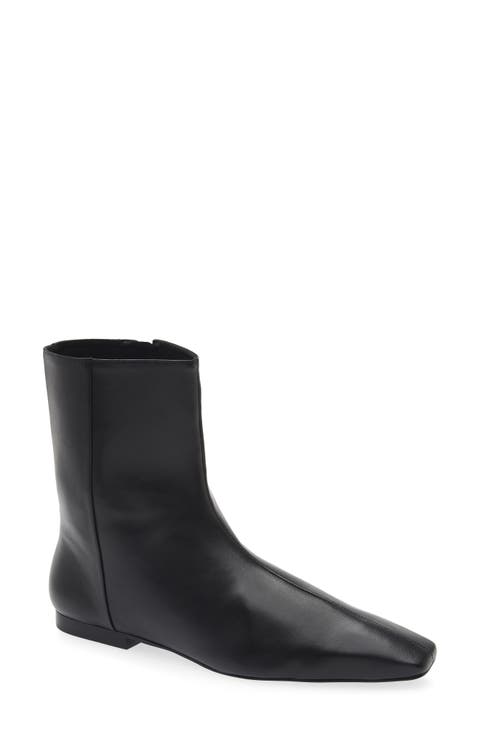 Remy Leather Flat Ankle Bootie