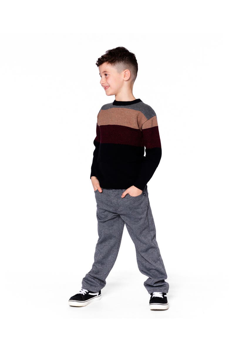 Deux par Deux Stretch Jacquard Pants Herringbone, Alternate, color, Gray Chevrons