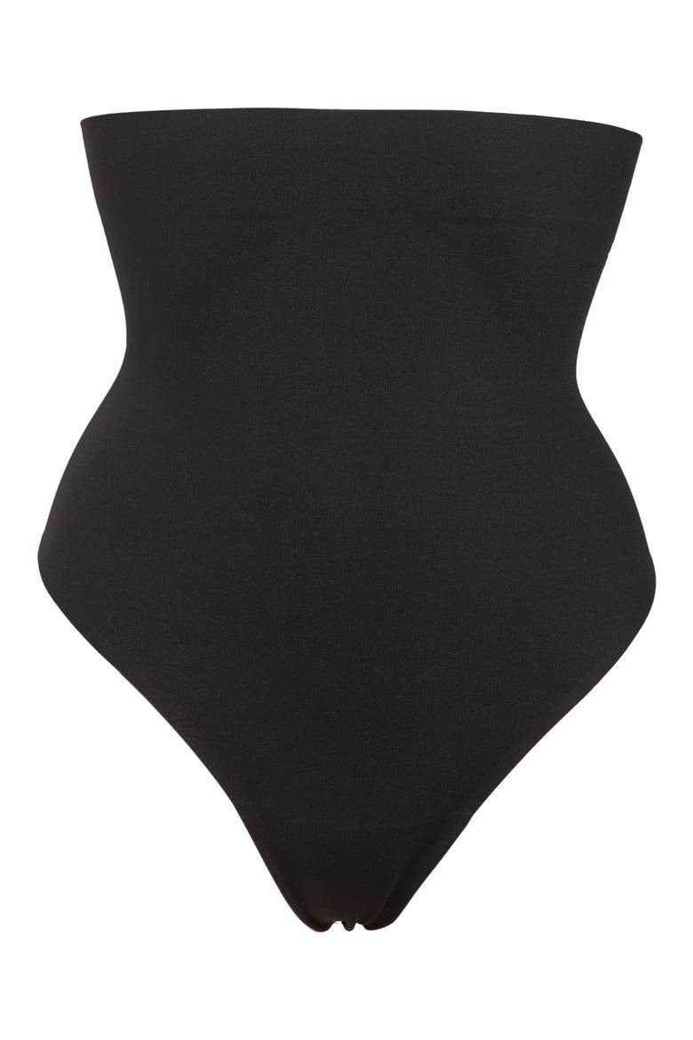High Waist Shaping Thong, Alternate, color, BLACK