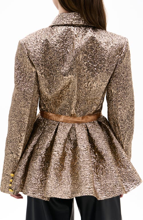 Azalea Wang Metallic Peplum Blazer In Gold