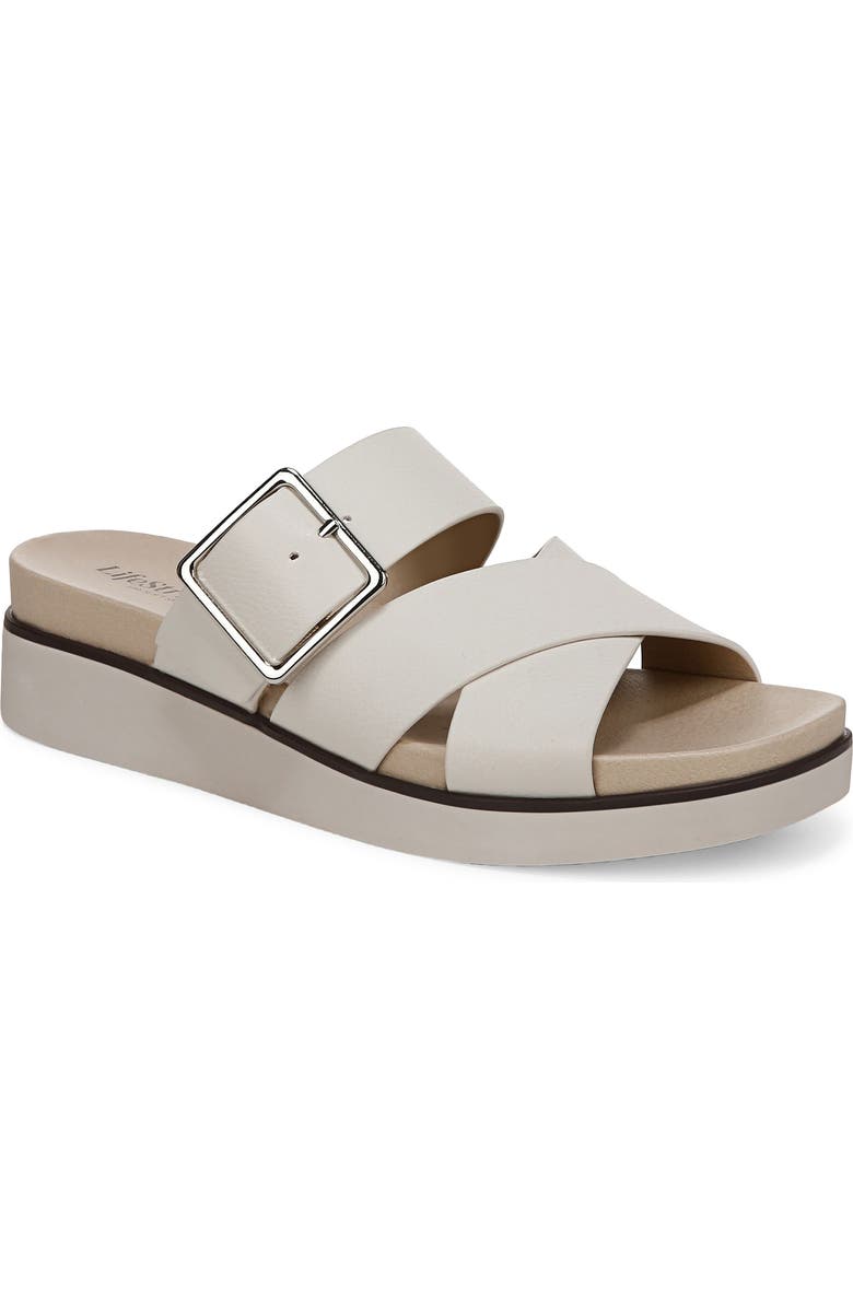 LifeStride Getaway Platform Slide Sandal, Main, color, Bone