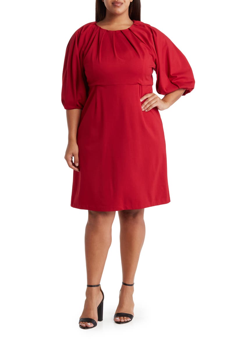 Balloon Sleeve Dress, Main, color, CHERRY