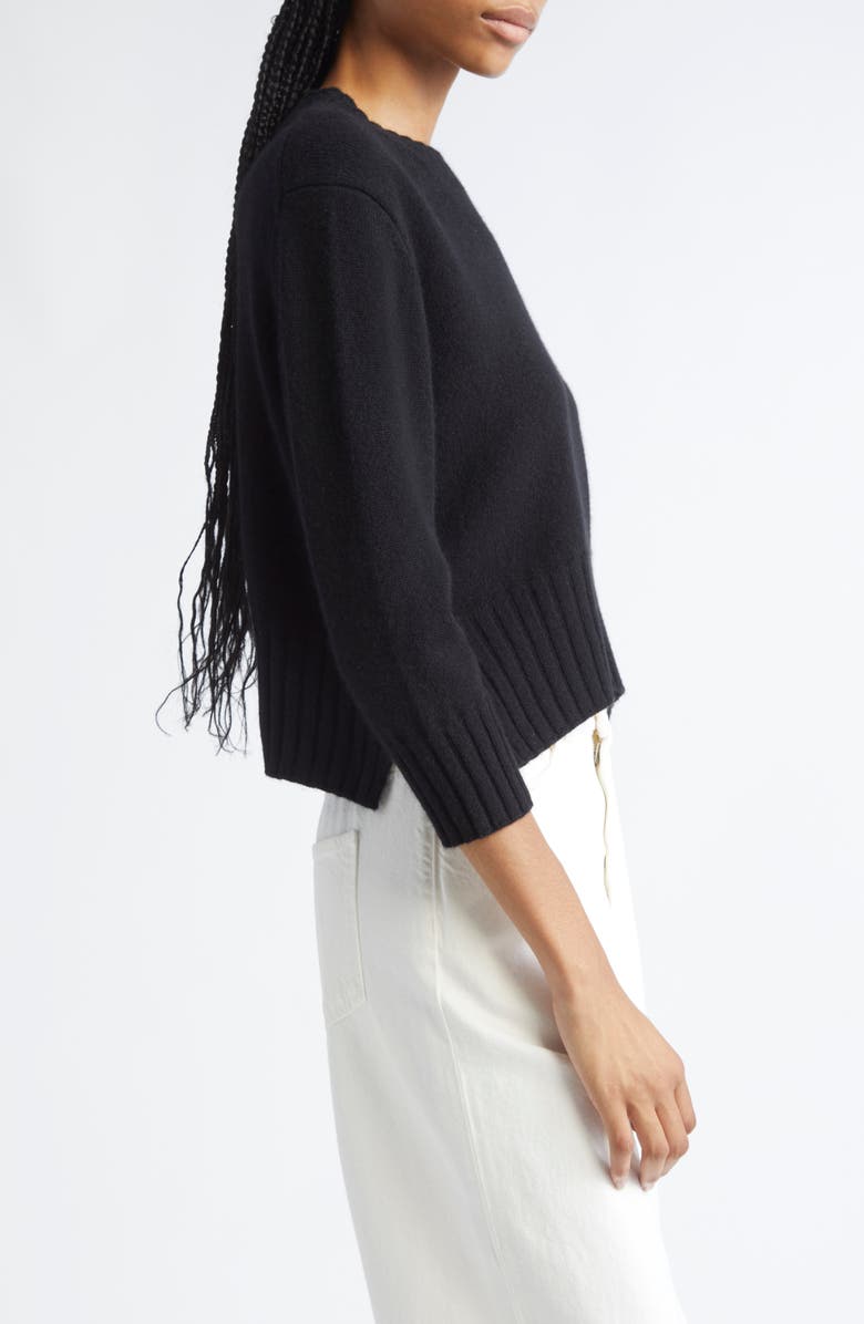 LOULOU DE SAISON Mora Three-Quarter Sleeve Cashmere Sweater, Alternate, color, Black