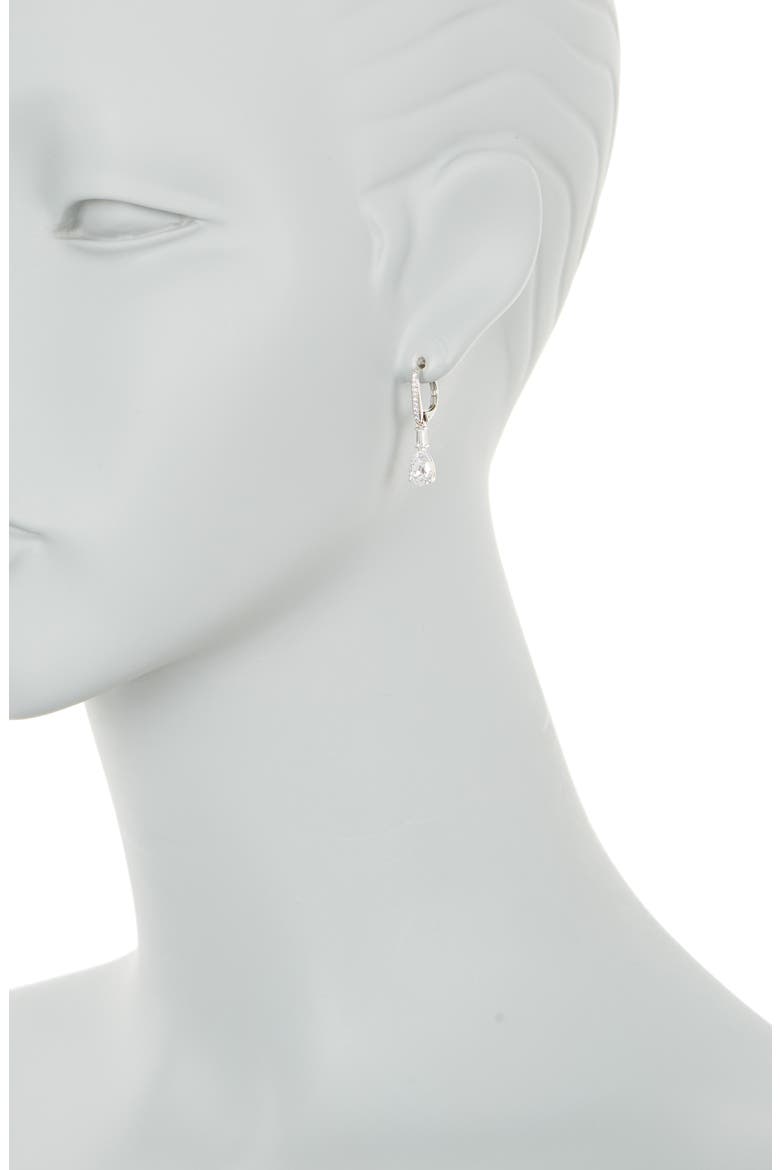 Rhodium Plated Tulle CZ Drop Earrings, Alternate, color, RHODIUM