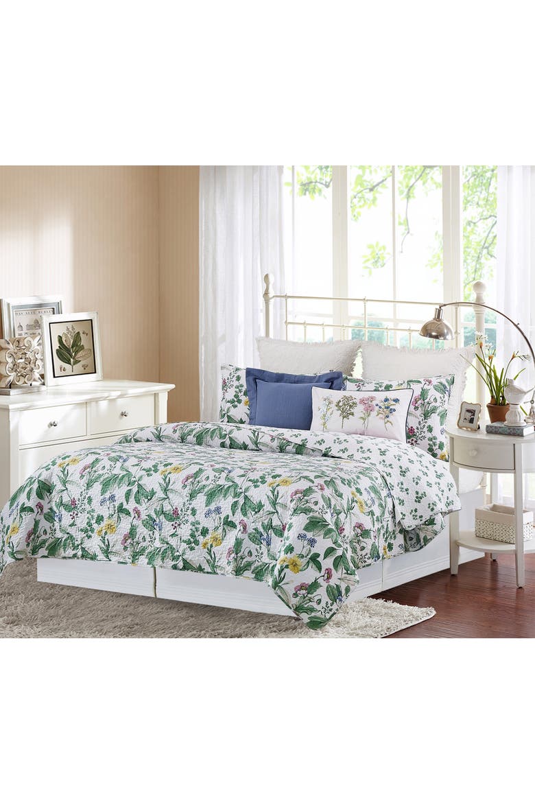 Marcy Blooms Bedding Quilt Set, Main, color, Green
