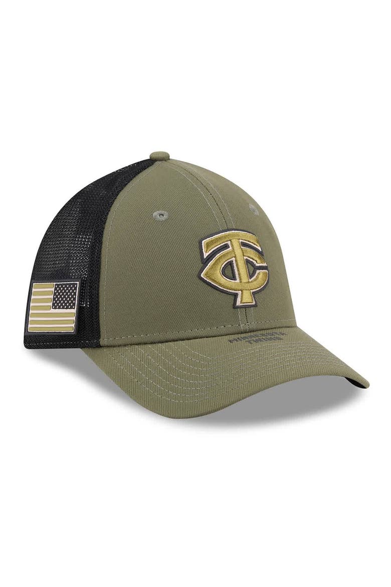 Men's New Era  Olive Minnesota Twins 2026 Armed Forces Day 39THIRTY M-Crown Flex Hat, Main, color, Olive