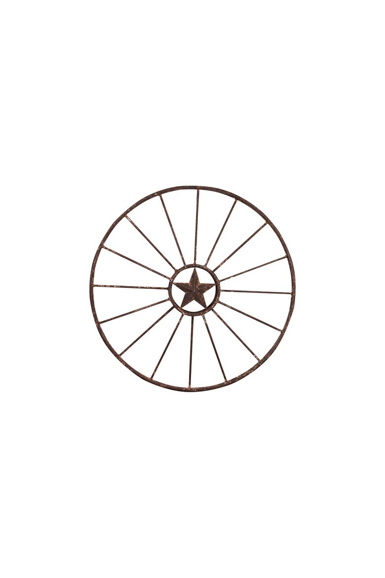 Olive Grove Metal Wagon Wheel With Star Wall Decor, Brown | Nordstrom
