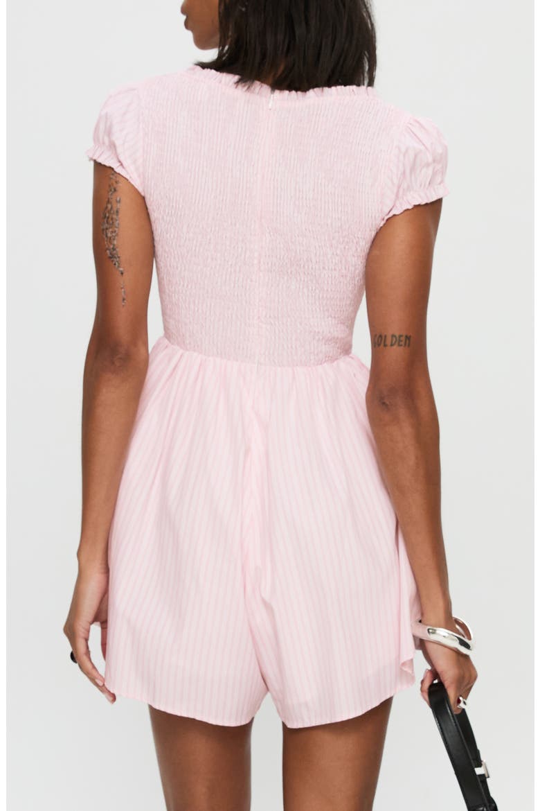 Wescott Stripe Romper, Alternate, color, PINK / WHITE