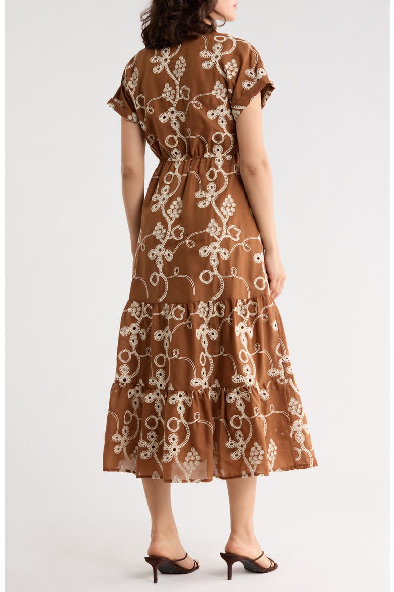 Rope Embroidered Maxi Shirtdress, Alternate, color, RUST