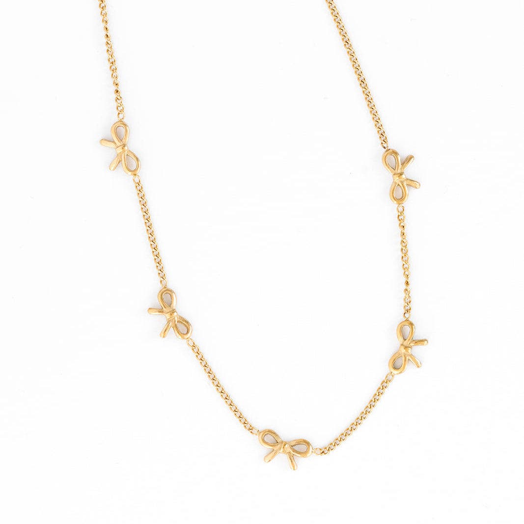 Pip Pop Bow Repeat Necklace in Gold 