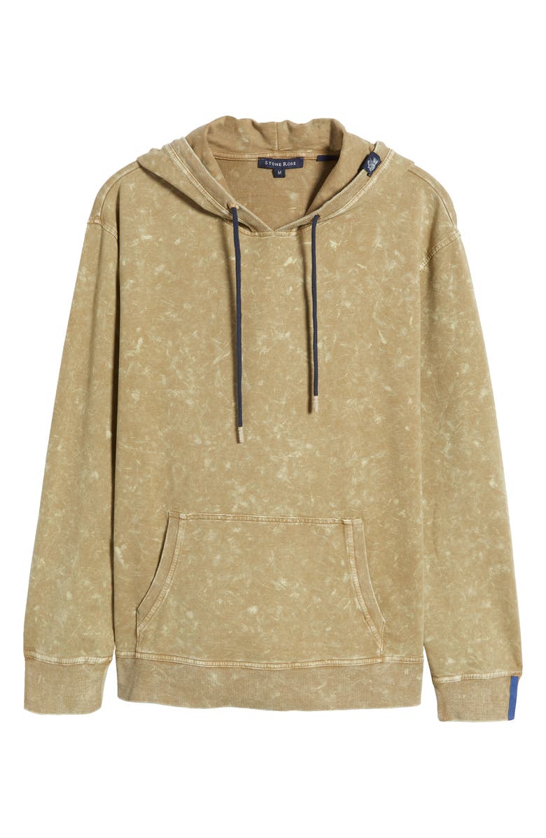 Stone Rose Acid Wash Fleece Hoodie, Alternate, color, Olive