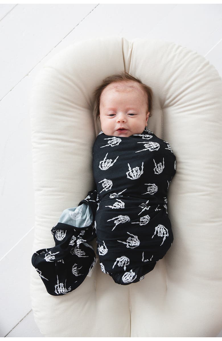 Charlie Lou Baby<sup>®</sup> Rock N' Skull Stretchy Swaddle, Alternate, color, Black