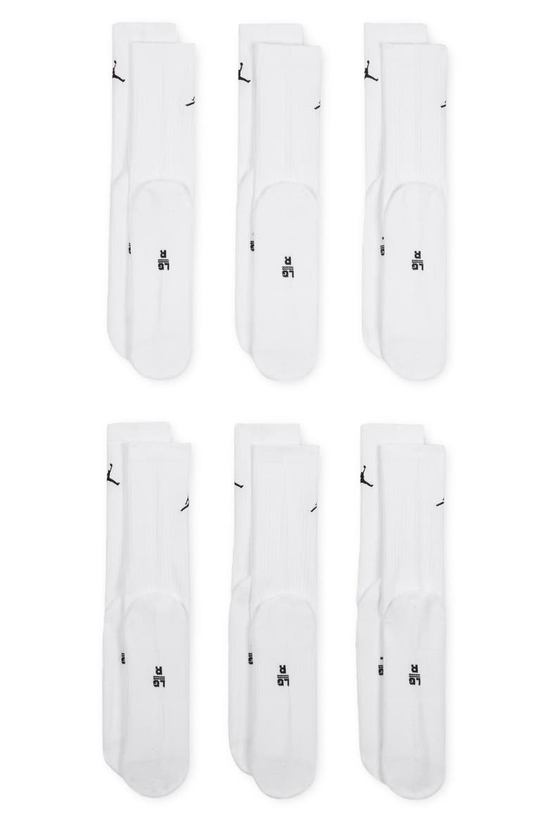 Everyday 6-Pack Cushioned Crew Socks, Alternate, color, WHITE/ BLACK