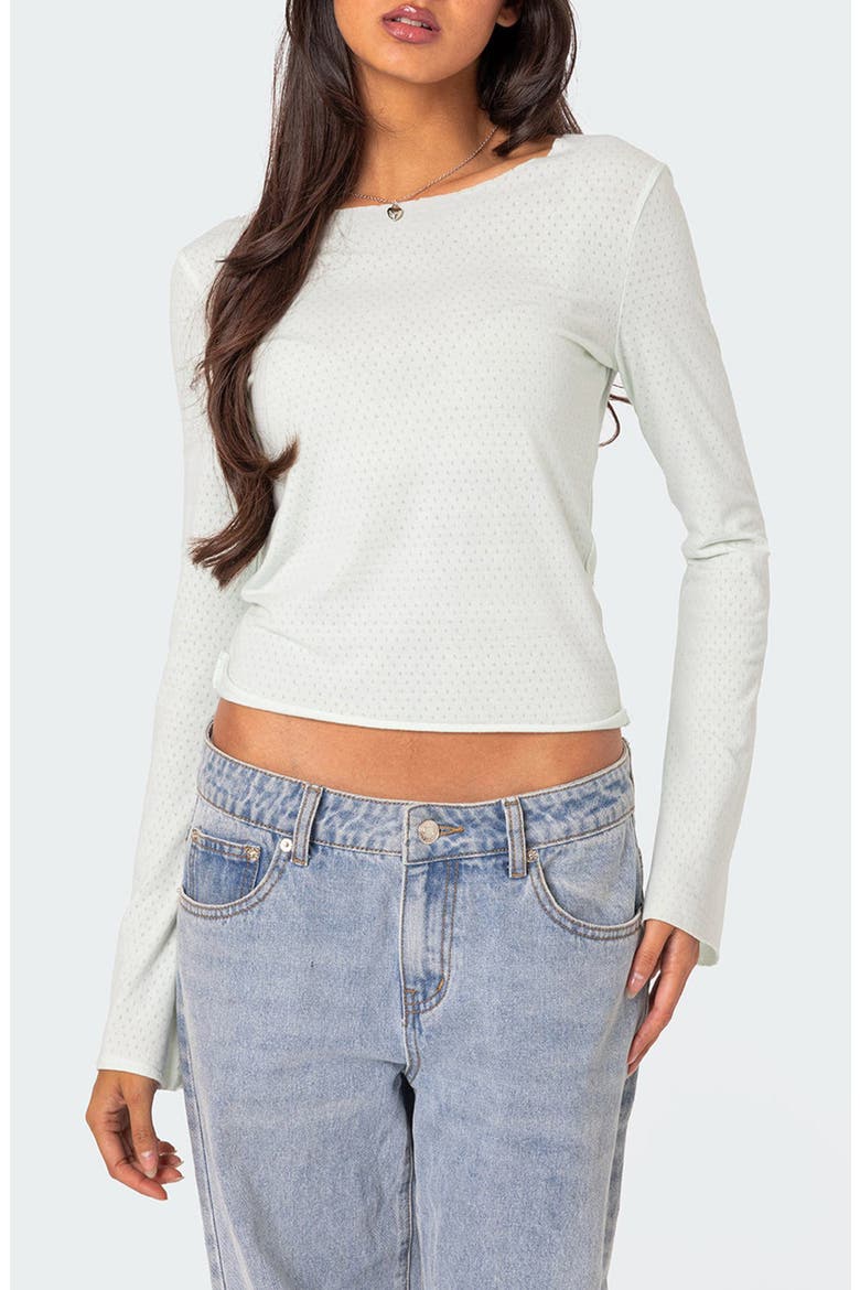 Maddison Long Sleeve Crop T-Shirt, Main, color, LIGHT-BLUE