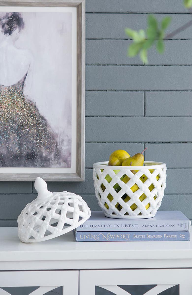 A & B Home Ballas Bird Large Lidded Jar, Alternate, color, White