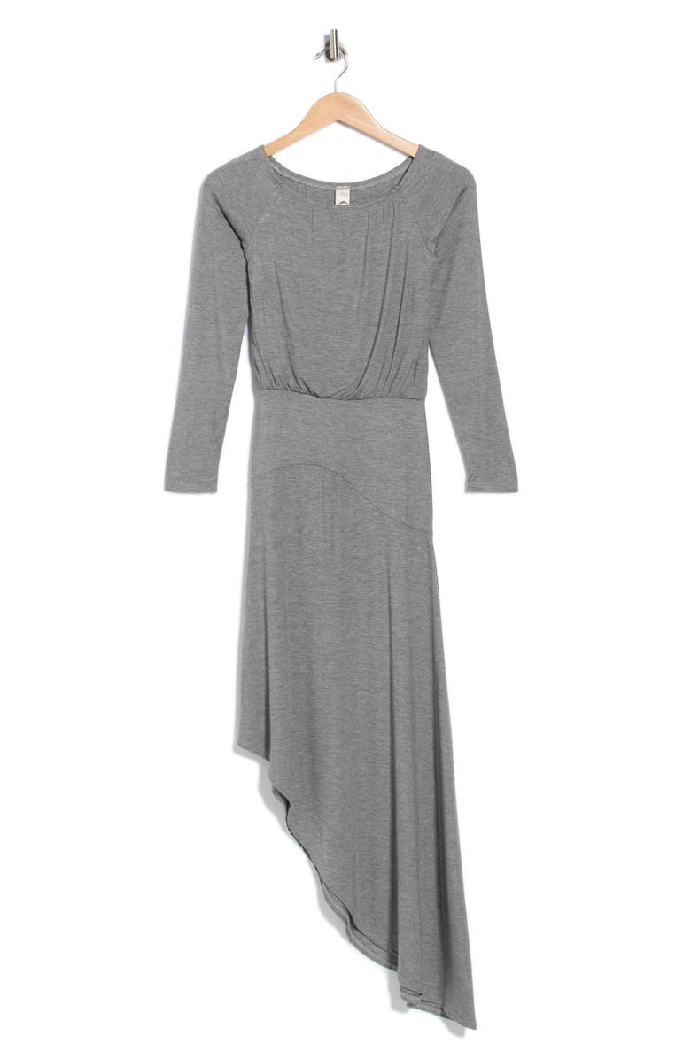 GO COUTURE Long Sleeve Asymmetric Hem Dress, Main, color, Grey