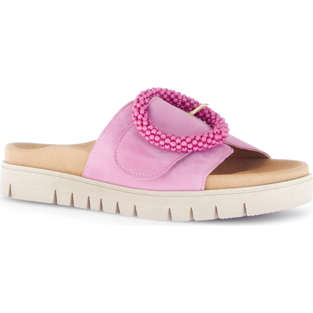 Gabor Beaded Buckle Platform Slide Sandal In Multi