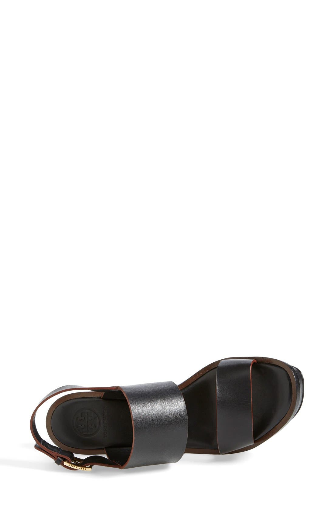Tory Burch 'Lexington' Leather Wedge Sandal, Alternate, color, 