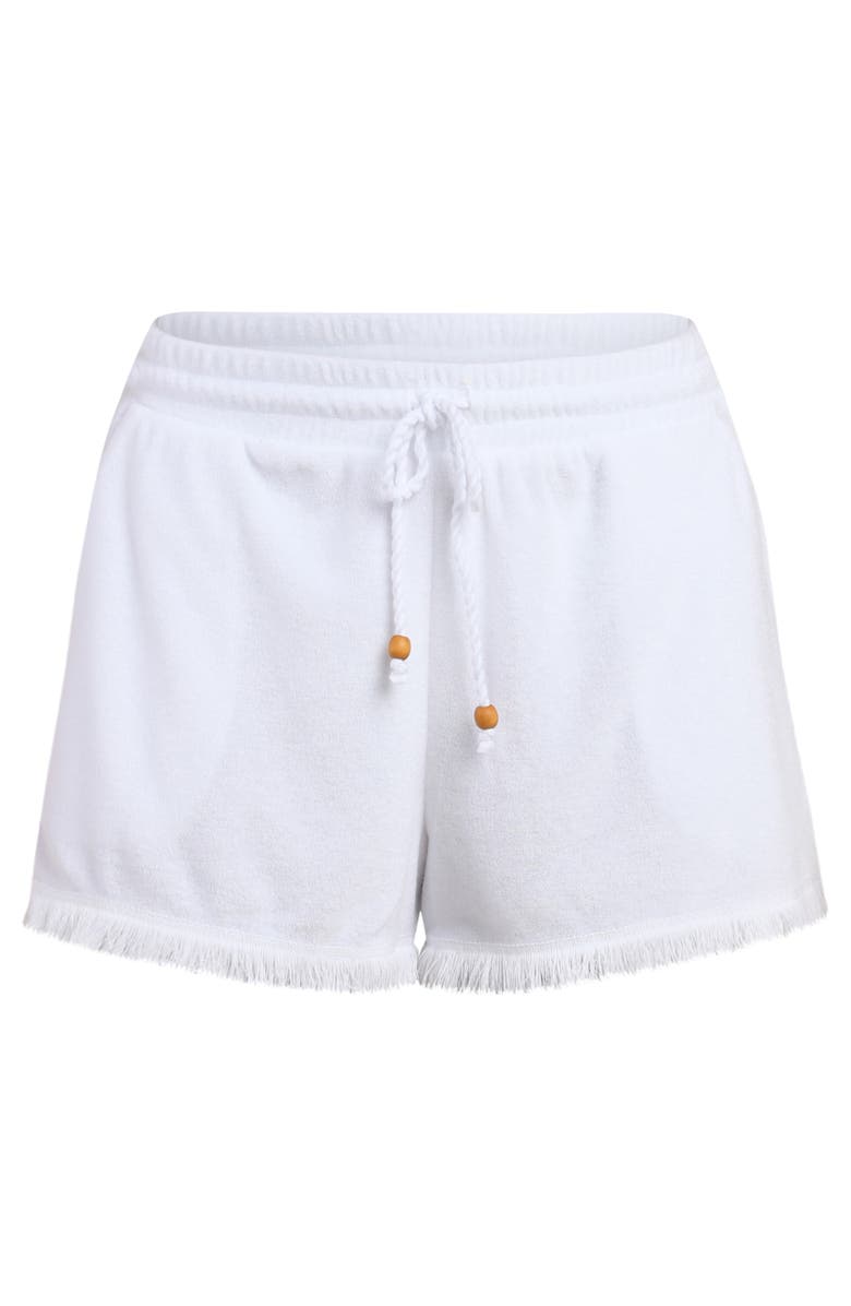 La Blanca Wild Beach Fringe Drawstring Shorts, Alternate, color, White