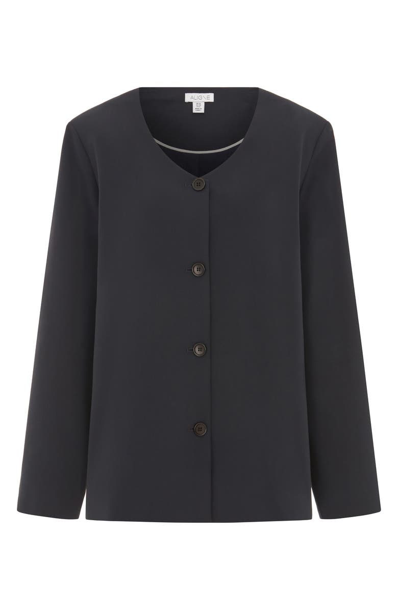 ALIGNE Rae Collarless Jacket, Alternate, color, Navy