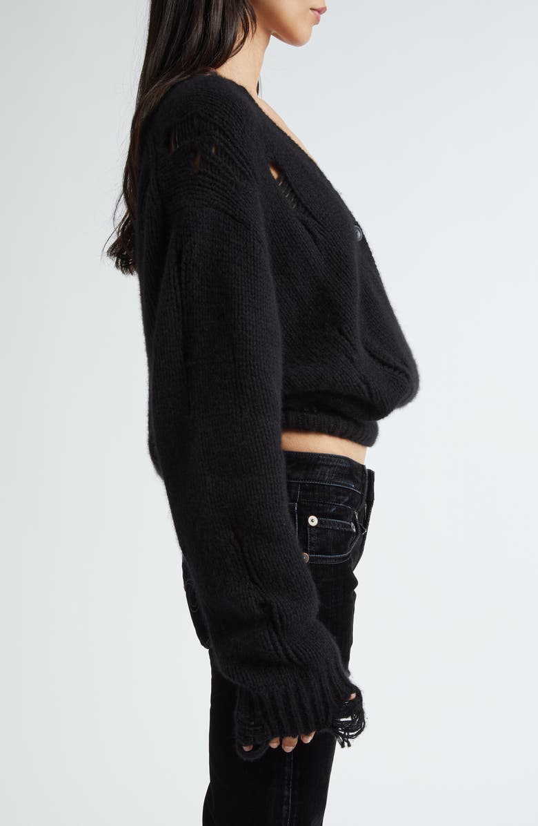 R13 Distressed Crossover Cashmere Cardigan, Alternate, color, 