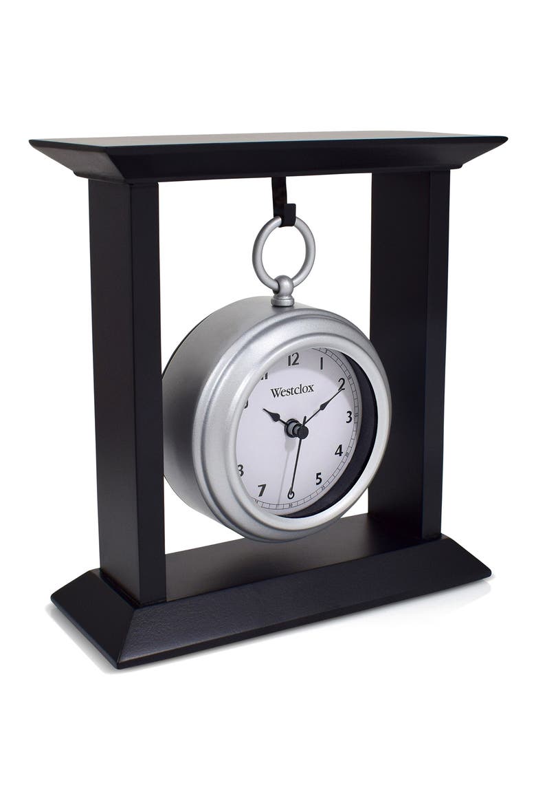 MDF and Metal Mantel Clock, Alternate, color, BLACK