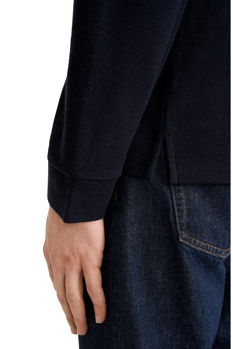Boiled Wool Long Sleeve Polo, Alternate, color, NAVY