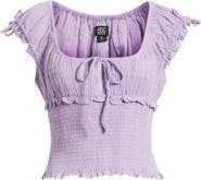 BDG Urban Outfitters Nova Cap Sleeve Smocked Blouse