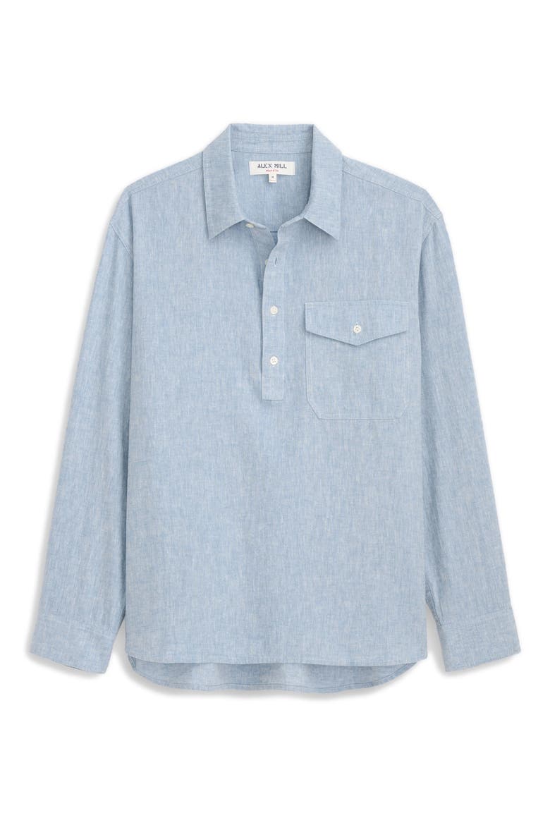 Carter Linen & Cotton Popover Shirt, Alternate, color, LIGHT BLUE CHAMBRAY